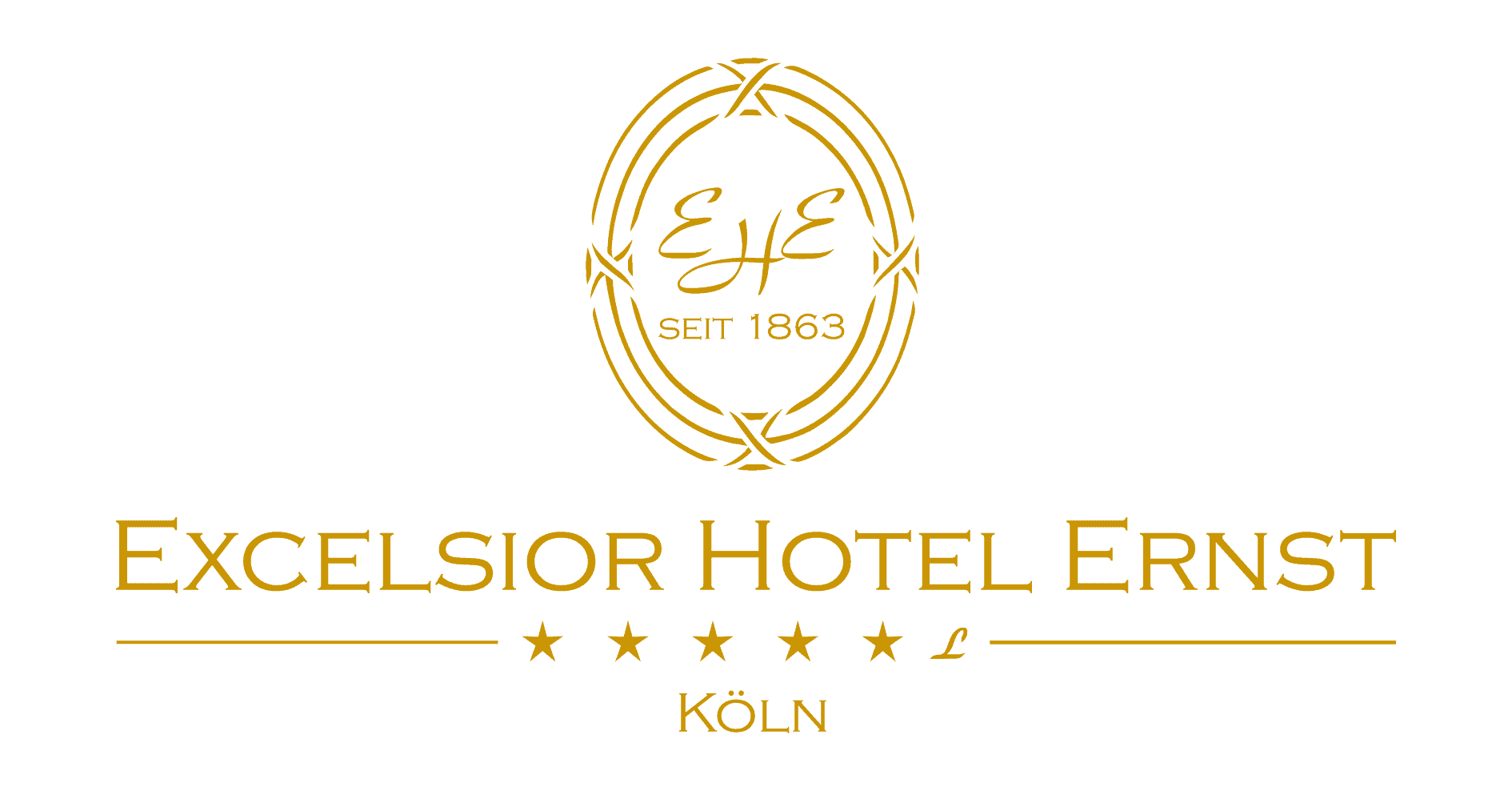 Logo Excelsior Hotel Ernst gold auf weißem Hintergrund