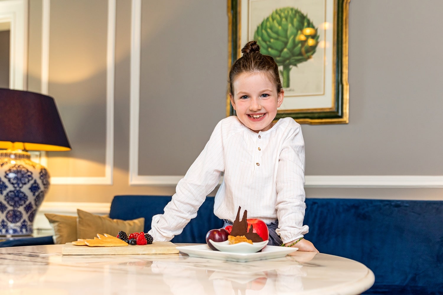 Sweets and fruits for kids in luxury hotel Cologne