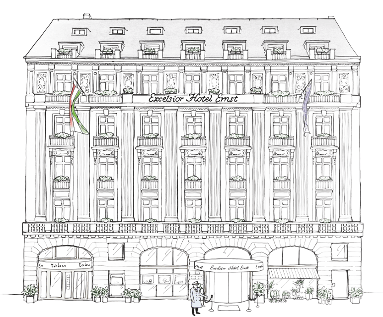 Drawing Excelsior hotel Cologne 