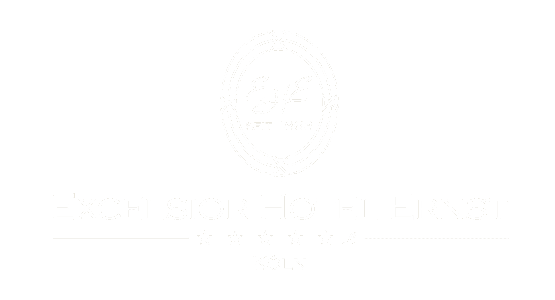 Logo Excelsior Hotel Ernst weiß auf grauem Hintergrund