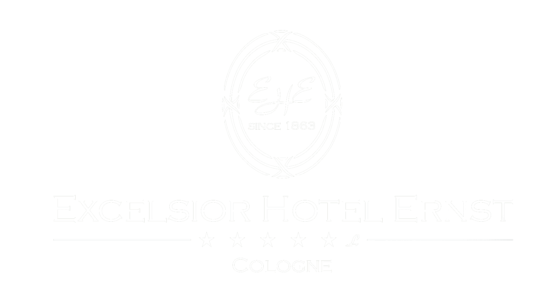 Logo Excelsior Hotel Ernst white on grey background