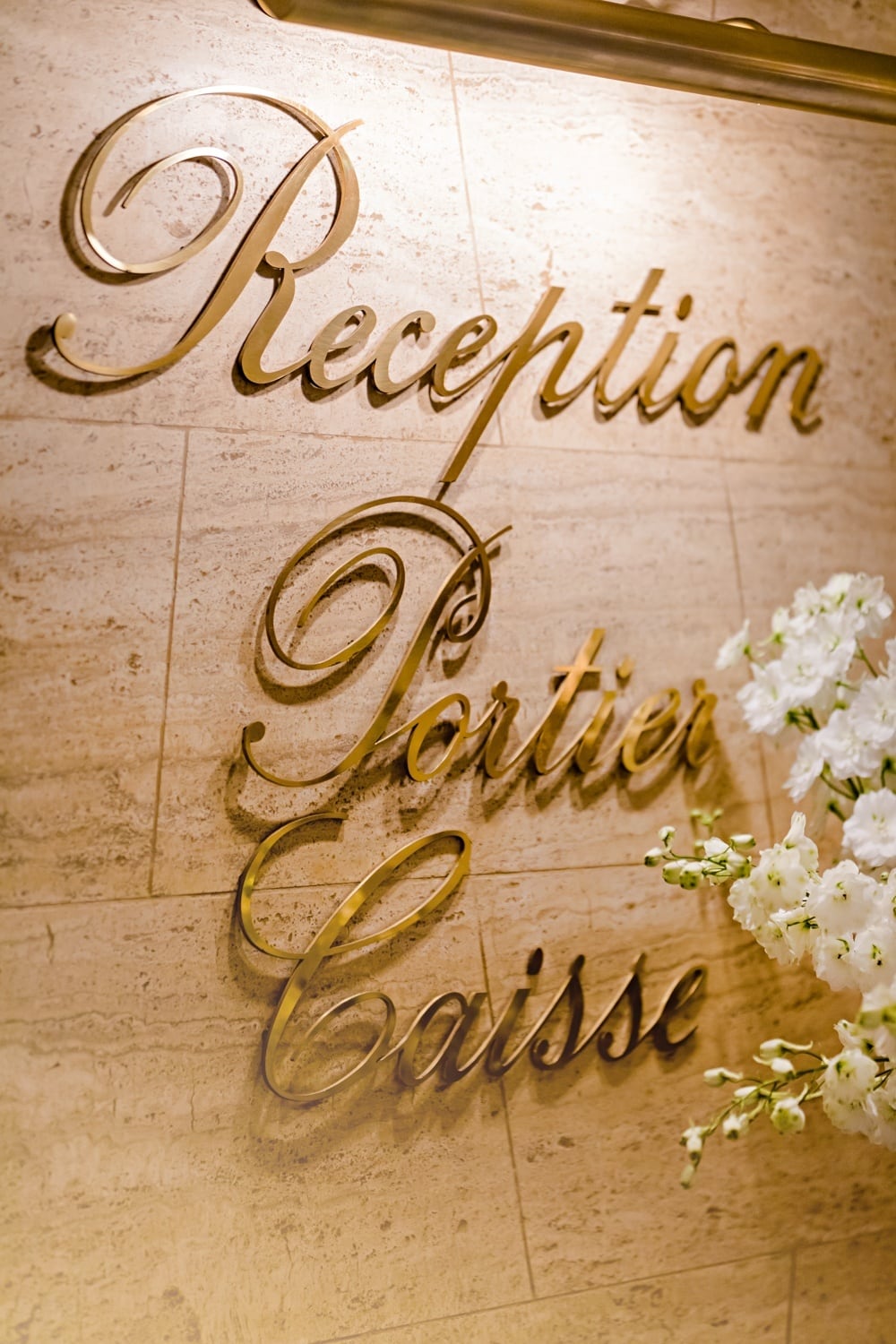 Reception sign in hotel Cologne
